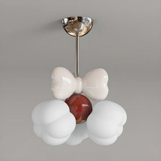 ZOWALA - Bowknot Resin Kids Room Pink Red Small LED Chandelier Image - 9