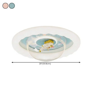 ZOWALA - Kids Pink Round Space-Theme Flush Mount Light Image - 14