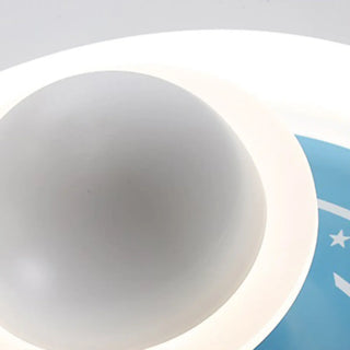 ZOWALA - Kids Pink Round Space-Theme Flush Mount Light Image - 11
