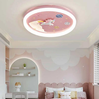 ZOWALA - Unicorn Pink LED Flush Mount Ceiling Light Kids Room Image - 1