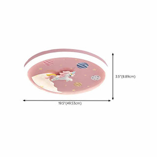ZOWALA - Unicorn Pink LED Flush Mount Ceiling Light Kids Room Image - 13