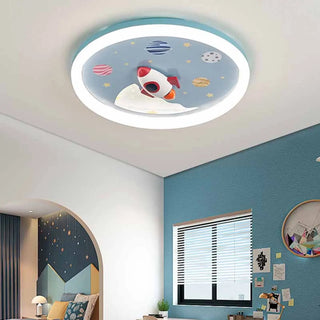 ZOWALA - Unicorn Pink LED Flush Mount Ceiling Light Kids Room Image - 2