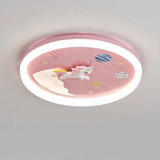 ZOWALA - Unicorn Pink LED Flush Mount Ceiling Light Kids Room Image - 6