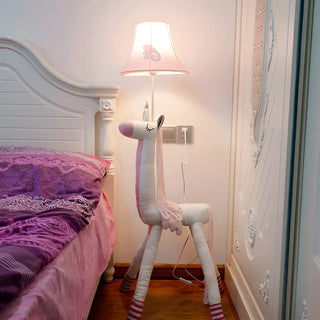 ZOWALA - Kids Pink Unicorn Plush Fabric Cone Floor Lamp Image - 1