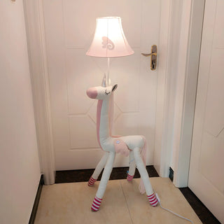 ZOWALA - Kids Pink Unicorn Plush Fabric Cone Floor Lamp Image - 2