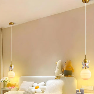 ZOWALA - Creative Kids Children Room Moon Astronaut Pendant Light Image - 1