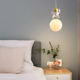ZOWALA - Creative Kids Children Room Moon Astronaut Pendant Light Image - 2