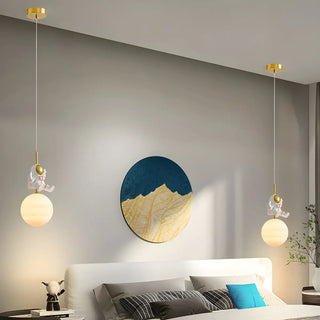ZOWALA - Creative Kids Children Room Moon Astronaut Pendant Light Image - 4