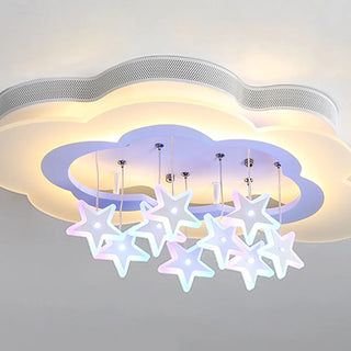 Kids Bedroom Purple Cloud Stars LED Flush Mount Light Zawala Image - 11