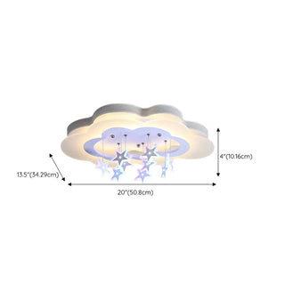Kids Bedroom Purple Cloud Stars LED Flush Mount Light Zawala #size