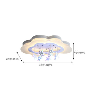 Kids Bedroom Purple Cloud Stars LED Flush Mount Light Zawala Image - 15