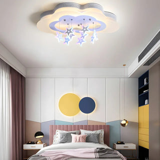 Kids Bedroom Purple Cloud Stars LED Flush Mount Light Zawala Image - 4