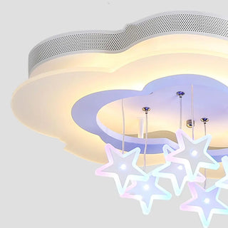 Kids Bedroom Purple Cloud Stars LED Flush Mount Light Zawala Image - 7