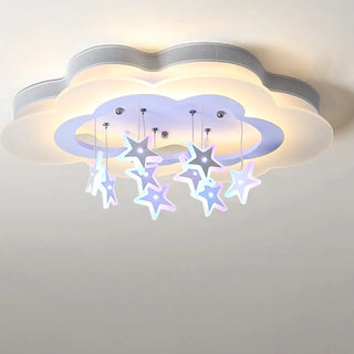 Kids Bedroom Purple Cloud Stars LED Flush Mount Light Zawala Image - 8