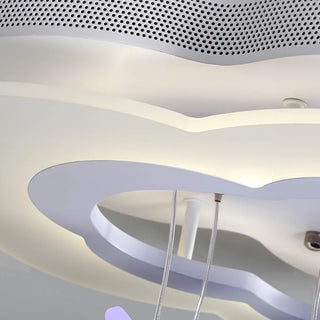 Kids Bedroom Purple Cloud Stars LED Flush Mount Light Zawala Image - 9