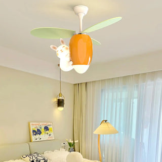Remote Kids Room Rabbit Ceiling Fan with LED Light Zawala Image - 1