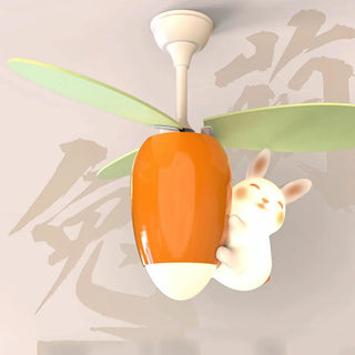 Remote Kids Room Rabbit Ceiling Fan with LED Light Zawala Image - 12