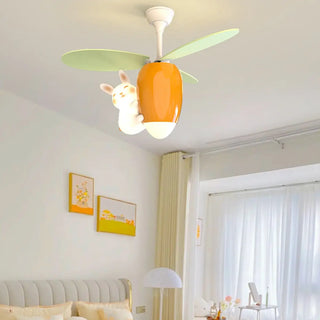 Remote Kids Room Rabbit Ceiling Fan with LED Light Zawala Image - 2