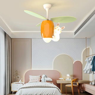 Remote Kids Room Rabbit Ceiling Fan with LED Light Zawala Image - 3