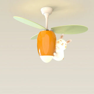 Remote Kids Room Rabbit Ceiling Fan with LED Light Zawala Image - 5