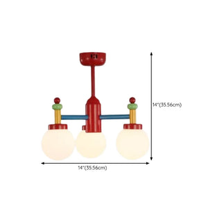 ZOWALA - Red Branch White Glass Ball Mini Kids Room Chandelier #size