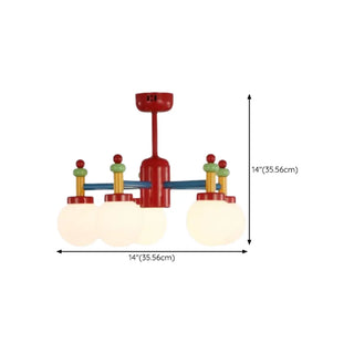 ZOWALA - Red Branch White Glass Ball Mini Kids Room Chandelier Image - 11