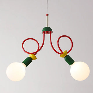 ZOWALA - Red Metal Curve Linear White Ball Kids Room Chandelier Image - 3