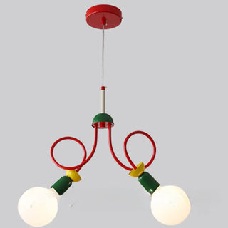 ZOWALA - Red Metal Curve Linear White Ball Kids Room Chandelier Image - 4