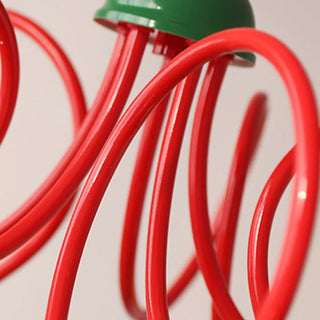 ZOWALA - Red Metal Curve Linear White Ball Kids Room Chandelier Image - 9