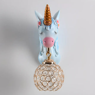 Kids' Room Whimsical Unicorn Crystal Globe Wall Light Zawala Image - 11