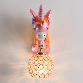 Kids' Room Whimsical Unicorn Crystal Globe Wall Light Zawala Image - 12