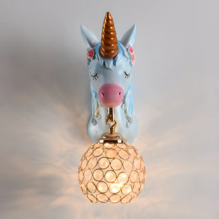 Kids' Room Whimsical Unicorn Crystal Globe Wall Light Zawala Image - 13