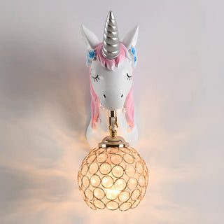 Kids' Room Whimsical Unicorn Crystal Globe Wall Light Zawala Image - 14