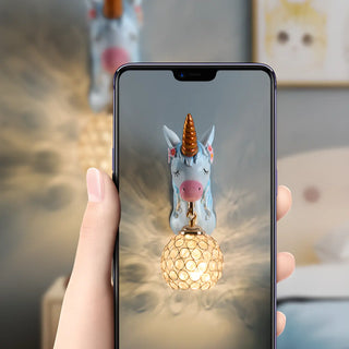 Kids' Room Whimsical Unicorn Crystal Globe Wall Light Zawala Image - 18