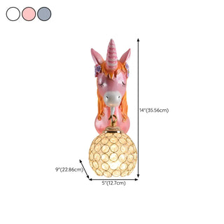 Kids' Room Whimsical Unicorn Crystal Globe Wall Light Zawala #size