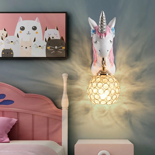 Kids' Room Whimsical Unicorn Crystal Globe Wall Light Zawala Image - 4