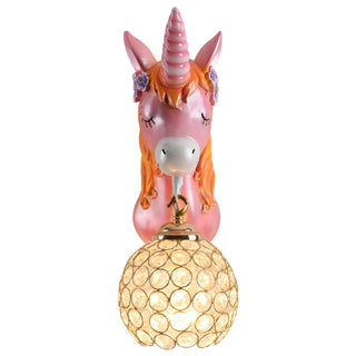 Kids' Room Whimsical Unicorn Crystal Globe Wall Light Zawala Image - 5
