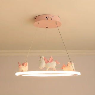 ZOWALA - Kids Room 5-Light Cute Unicorn Ceiling Light