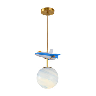 ZOWALA - Modern Children Room Airplane Globe Pendant Light Image - 3