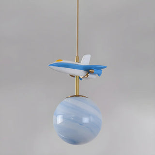 ZOWALA - Modern Children Room Airplane Globe Pendant Light Image - 5