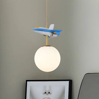 ZOWALA - Modern Children Room Airplane Globe Pendant Light Image - 6