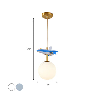 ZOWALA - Modern Children Room Airplane Globe Pendant Light #size