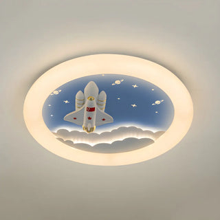 Kids Room Round Rocket Dimmable LED Flush Mount Light Zawala Image - 10