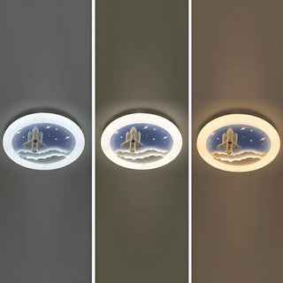 Kids Room Round Rocket Dimmable LED Flush Mount Light Zawala Image - 11
