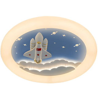 Kids Room Round Rocket Dimmable LED Flush Mount Light Zawala Image - 13