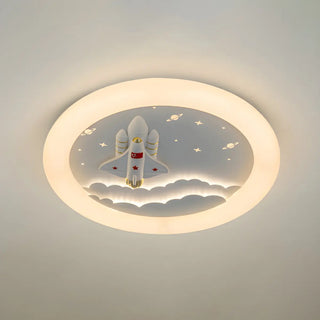 Kids Room Round Rocket Dimmable LED Flush Mount Light Zawala Image - 14