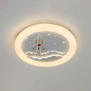 Kids Room Round Rocket Dimmable LED Flush Mount Light Zawala Image - 15