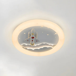 Kids Room Round Rocket Dimmable LED Flush Mount Light Zawala Image - 16