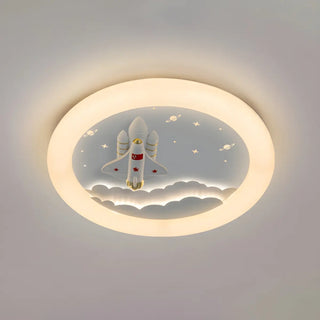 Kids Room Round Rocket Dimmable LED Flush Mount Light Zawala Image - 17