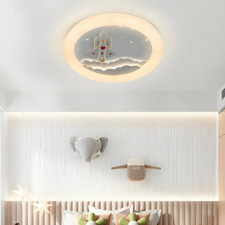 Kids Room Round Rocket Dimmable LED Flush Mount Light Zawala Image - 3